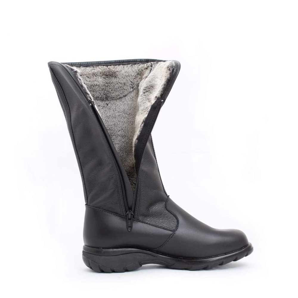 NIB TOE WARMERS 6.5 SHELTER Black Leather Fur Shearling lined Boots